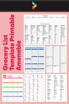 the ultimate printable grocery planner for anyone to use in their home or office, with text overlaying it