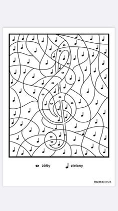 a coloring page with music notes on it