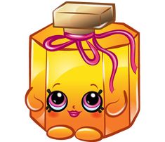 an orange box with a pink ribbon around it's neck and eyes, on a black background