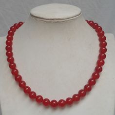 Welcome back to my shop: https://www.etsy.com/shop/pearlandjewelry Description of the product in the picture: The necklace lengh is 18 inches  ,I make the necklace to use 10mm pure natural bright red jade and ball clasp ,  IT is good necklace for your great wedding, Pearl Jewelry: necklace  Pearl Type: jade bead color: bright red size: 10 mm  length: 18 inch If you need the other lengh or size ,Please feel free contact me. Thank you so much, :) Red Pearls Necklace, Red Jade Necklace, Red Pearl Necklace, Chalcedony Necklace, Red Jade, Pearl Jewelry Wedding, Jade Necklace, Necklace Wedding, Ancient Jewelry