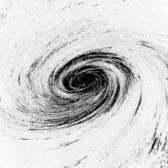 a black and white drawing of a spiral