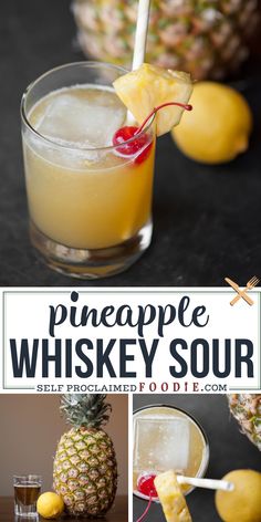 Sour Mixed Drinks, Drinks With Pineapple Juice, Whiskey Sour Recipe, Pineapple Cocktail, Pineapple Drinks, Sour Foods, Bourbon Drinks, Stone Sour, Mixed Drinks Alcohol