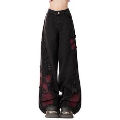 Black with Red Butterfly Jeans These Black with Red Butterfly Jeans are stylish and unique, making them a perfect addition to your wardrobe. The classic black color is accented with bold red butterfly designs, adding a playful touch to your look. Made with high-quality materials, these jeans offer both comfort and fashion. Size:S: Waist: 64cm/ 25.2 in, Hips: 90cm/ 35.4 in, Length: 101cm/ 39.8 inM: Waist: 68cm/ 26.8 in, Hips: 94cm/ 37.0 in, Length: 102cm/ 40.2 inL: Waist: 72cm/ 28.3 in, Hips: 98c Butterfly Jeans, Kawaii Swimsuit, Dark Academia Clothing, Anime Lingerie, Butterfly Designs, Aesthetic Dark Academia, Cottagecore Fashion, Red Butterfly, Red Jeans