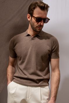 Pini Parma, Brown Polo, Polo Shirt Outfits, Knit Men, White Polo, Men Street, Parma, Cotton Polo, T-shirt Polos