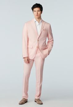 Men’s Wedding Suits Pink, Light Pink Suit Men, Wedding Guest Dress Men, Men Pink Suit, Pink Suit Wedding, Pink Tux, Lover Fest, Pink Suit Men, Homecoming Inspo