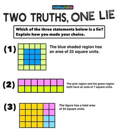 two truths, one life worksheet for students to practice their math skills