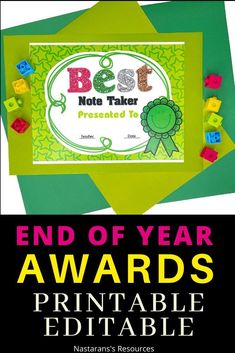 the end of year awards printable editable for kids to use in their homeschool