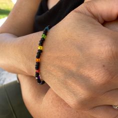 Matte Black & Rainbow Crystal Beaded Bracelet 7.5 Inches Handmade Antique Silver Lobster Clasp Fun, Colorful, One Of A Kind, Unique Great Gifts For Birthdays, Mother's Day, Pride, Celebrations, Date Night And Fun Occasions. Red Jasper Bracelet, Pyrite Bracelet, Jasper Bead Bracelet, Vintage Cuff Bracelet, Turquoise Bead Bracelet, Wooden Bracelet, Silver Plated Bracelet, Swarovski Crystal Bracelet, Black Rainbow