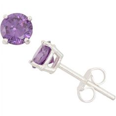 A bold take on a classic look. These purple CZ earrings bring extra appeal. Add these to your stud collection for a pop of color. Approximate diameter is 1/4-inch. Size: One Size.  Gender: female.  Age Group: adult. Silver Jewelry Earrings, Group Gifts, Cz Earrings, Forever New, Pretty Jewellery, Jewelry Organization, Classic Looks, Types Of Metal, Silver Earrings