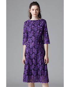 Get 10% off now! Buy L-5XL Purple Embroidered Plus Size Wedding Party Dress For Guests at cheap price online. Free stable shipping and pro custom service since 2009. Cheap Crew Neck Party Dress, Plus Size Wedding Party, Dresses Purple, Shift Dresses, Wedding Party Dress, Long Sleeve Shift Dress, Lace Shift Dress, Large Dress, Plus Size Wedding