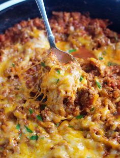 Taco Cauliflower Rice Skillet Dinner is quick, easy, healthy, low carb and incredibly delicious. Loaded with ground beef, vegetables,  frozen cauliflower and topped with melted cheese. Dinner in under 30 minutes!