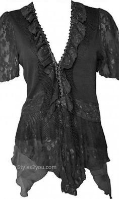 Sophia Victorian Blouse/Cardigan In Black at Styles2you.com Fitted Summer Cardigan With Lace Trim, Summer Fitted Cardigan With Lace Trim, Fitted Lace Top With V-neck And Lace Collar, Pretty Angel Clothing, Epic Clothes, Goth Things, Goth Princess, Victorian Dresses, Outfit Pieces