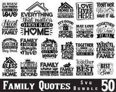 the family quotes bundle is shown in black and white