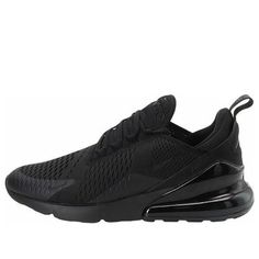 Nike's Air Max 270 is a sneaker that takes design inspiration from both the Air Max 180 and Air Max 93. The all-black mesh upper provides a contrast in textures with tonal panels along the midfoot and toe. Swoosh branding adds a pop of color to this otherwise stealthy sneaker. The Air Max unit comes in black, sharing space along the bottom of the profile with a matching dual-density foam midsole. This shoe is perfect for those who want a versatile sneaker that they can wear with anything in their closet. (SNKR) Nike Mesh Sneakers With Boost Midsole, Nike Sneakers With Boost Midsole And Mesh Material, Carbon Color Sneakers With Air Cushioning For Sports, Black Mesh Sneakers With Boost Midsole, Functional Carbon Sneakers With Air Max Cushioning, Sporty Carbon Sneakers With Air Cushioning, Nike Mesh Running Shoes With Abzorb Midsole, Nike Air Max Breathable Shoes For Jogging, Carbon Low-top Sneakers With Air Cushioning