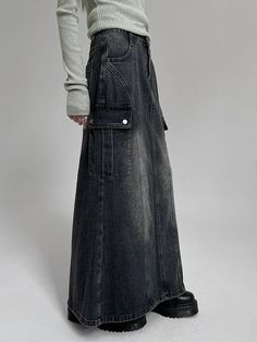 Vintage Pocket Split Washed Denim Maxi Skirt High Waist Women Y2K Streetwear Long Skirts Harajuku Korean Fairy Grunge Gender: Women E-girl Streetwear: Y2K Aesthetic Bottom Style: Casual Material: SPANDEX Choice: yes semi_Choice: yes Korean Fairy, Streetwear Girl, Skirt High Waist, Women Y2k, Denim Skirt Women, Denim Maxi, Hooded Dress, Denim Maxi Skirt, Long Skirts