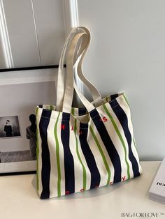 BagForLove - Stylish & Spacious Color-Block Fashion Tote with Letter Print Color Block Tote Bag, Colour Blocking Fashion, Color Block Tote, Printed Canvas Tote Bag, Stylish Tote Bag, Stylish Letters, Fashion Tote Bag, Style Preppy, Bags Tote