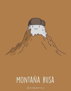 a brown and white mountain with the words montanaa risa on it