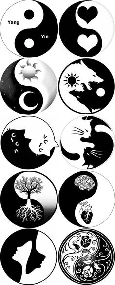 black and white photo of yin symbols