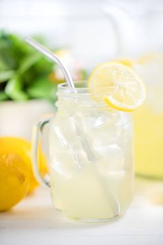 a lemonade in a mason jar with a straw