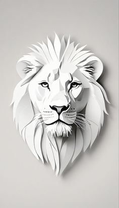 a paper cut out of a lion's head on a gray background with the words,