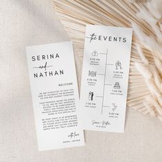 Welcome your guests and keep them informed with this Event Timeline Set! This template includes a welcome note and an event timeline, guiding your guests through the day's events in a clear, stylish format. With custom icons for each part of the celebration, these templates are fully editable in Canva. Personalize with your names, wedding date, and event details to create a memorable experience for your guests. → Enjoy 30% OFF when you purchase 3 or more items → 50% OFF when you purchase 5 or more items - discount applied automatically at checkout! PLEASE NOTE: This is a digital product - no physical items will be shipped. You can print it at home, at a local print shop, or through an online service. You can also share the file online via email, text, or social media. WHAT'S INCLUDED: Time Wedding Events Timeline, Event Timeline, Wedding Itinerary Template, Welcome Note, Wedding Itinerary, Itinerary Template, Wedding Day Timeline, Wedding Prints