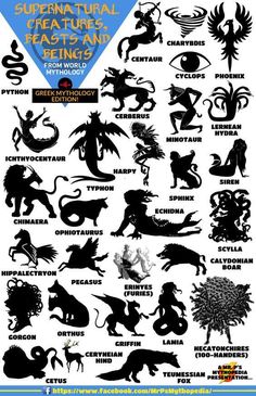 the silhouettes of different animals and their names