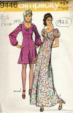 two women's dresses, one in purple and the other in pink with flowers on them