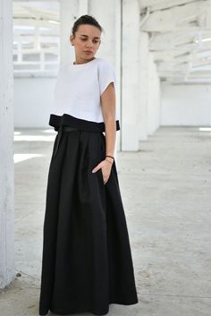 "Linen Maxi Skirt, High Waist Skirt, Black Linen Skirt ◈ Stylish and chic fashion is our shared dream! You can be sure that this piece is made with a lot of love and craftsmanship. ◈ S I Z I N G ◈ This item is available from XS to 2XL. Please, have a look at my Size Chart below before placing your order. ◈ D E L I V E R Y ◈ This item will be shipped in up to 5 days after your order was placed. We use Express worldwide shipping for all of our items. Shipping usually takes: ✈ 2-3 biz days to USA, Black Cotton Maxi Skirt Relaxed Fit, Black Cotton Pleated Maxi Skirt, Black Cotton Full Maxi Skirt, Black Cotton Asymmetrical Skirt, Black Asymmetrical Cotton Skirt, Edgy Long Black Skirt, Edgy Black Long Skirt, Edgy Midi Skirt For Summer, Edgy Summer Midi Skirt