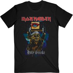 Iron Maiden Holy Smoke Space Triangle Unisex T-Shirt Tri-blend Crew Neck T-shirt With Band Logo, Tri-blend T-shirt With Band Logo And Crew Neck, Tri-blend Band Merch T-shirt For Fans, Pop Culture Crew Neck T-shirt With Band Logo, Alternative Crew Neck T-shirt With Front Print, Band Logo Graphic Tee With Crew Neck, Graphic Tee With Band Logo And Crew Neck, Alternative Style Fan Merchandise T-shirt With Front Print, Alternative Style Graphic T-shirt For Fans