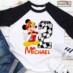 a mickey mouse birthday shirt with the number two on it and his name is michael