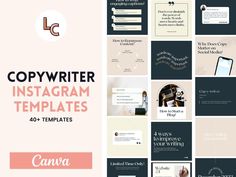 a collage of photos with the words copywriter instagram templates