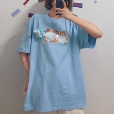 ✡Color: Blue, White;  ✡Size: One Size  Length-70cm, Bust-108cm;  (2.54cm=1inch). Angel Print, Tony Moly, Printed Tees, Small Businesses, Tshirt Dress, Blue White, Color Blue, Shirt Dress, Take That