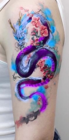 181 INSANE DRAGON TATTOOS: Meanings, Tattoo Ideas & Tattoo Designs - TATTOOGOTO Pretty Dragon Tattoo, Baby Dragon Tattoos, Blue Dragon Tattoo, Dragon Tattoo Meaning, Red Dragon Tattoo, Chris Garver, Monami Frost, Dragon Sleeve, Chinese Dragon Tattoos