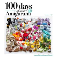 the cover of 100 days of mini anggurum, featuring many different stuffed animals