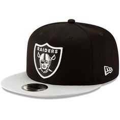 PRICES MAY VARY. The NFL 9FIFTY Snapback features an allover team colored fabrication with an embroidered team logo at the front panels and an adjustable snapback closure at the rear. Plain Caps, Flat Bill Hats, Raiders Fans, Snapback Caps, Cap Mens, Nfl Gear, Las Vegas Raiders, New Era Cap, Oakland Raiders