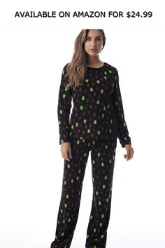 Just Love Thermal Fleece Pajamas for Women ◆ AVAILABLE ON AMAZON FOR: $24.99 ◆ CUTE AND COMFY PAJAMAS TO CROWN EVERY NIGHT Next Level ComfortReel in incredible comfort whenever you’re catching some Z’s; stay cozy and toasty whenever you’re lounging about. We’ve created these jammies with one main thing in mind: to keep you so comfy you won’t want to slip out of them! And we achieved just this by using our new brushed thermal fleece fabric that feels beautifully soft and treats you to smile-induc Comfy Pajamas, Christmas Clothing, Pajamas For Women, Pajamas Comfy, Fleece Pajamas, Women Christmas