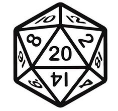 a black and white image of a d20 dice with numbers on the front side