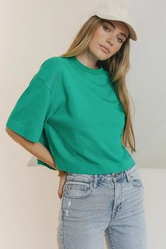 Talia Top in Green | böhme Green Plain Tops For Spring, Green Everyday Plain Tops, Everyday Plain Green Tops, Green Plain Tops For Everyday Wear, Clothes Basics, Blue Clothes, Modest Tops, Amazing Outfits, Mom Shorts