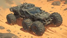 an image of a monster truck going through the desert