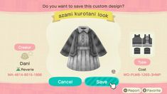 an animal crossing character's costume is shown in this screenshot from animal crossing