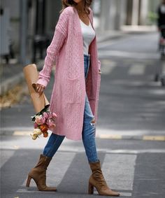 This flowy cardigan sweater has an open front and handy pockets. Flowy Cardigan, Flowy Cardigans, Knit Pocket, Pocket Cardigan, Women Best, Long Sweaters Cardigan, Cardigan Sweaters For Women, Sweater Women