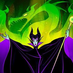 the maleficent from disney's sleeping beauty is holding a wand in her hand