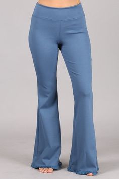 Another Fabulous Creation From Chatoyant! Flared bell pants with frayed fringe bottom hem, back pockets, and a smooth comfortable tummy control pull-on banded waist in a wrinkle-free,supportive and machine-washable ponte fabric. Fabric Viscose/Nylon/Spandex 68/27/5 Ponte Proudly made in the USA Blue Stretch Full-length Flares, Chic Stretch Blue Flares, Trendy Blue Stretch Flares, Trendy Stretch Blue Flares, Stretch Flare Pants With Frayed Hem, Chic Stretch Flares With Frayed Hem, Chic Flare Denim Blue Pants, Chic Blue Full-length Flares, Full Length Non-stretch Pants With Frayed Hem