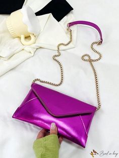 BirdinBag - PU Chain Flap Envelope Bag Rectangular Flap Bag With Chain Strap For Party, Party Clutch Flap Bag With Chain Strap, Trendy Envelope Bag For Gifts, Envelope Evening Bag With Chain Strap As Gift, Chain Strap Envelope Evening Bag, Party Envelope Bag With Chain Strap, Party Envelope Shoulder Bag With Chain Strap, Bag With Chain, Chain Pattern