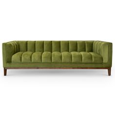 Jersey Olive Green Velvet Sofa - MidinMod Rectangle Living Room, Tufted Couch, Sofa Green, Green Velvet Sofa, Velvet Couch, Mid Century Modern Living, Mid Century Modern Sofa, Mid Century Modern Living Room, Comfy Sofa