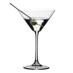 a martini glass with an olive in it