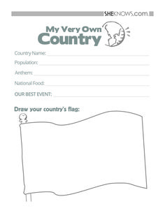 a paper with the words, my very own country on it and an image of a flag