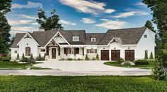 this is an artist's rendering of the front elevation of these country house plans