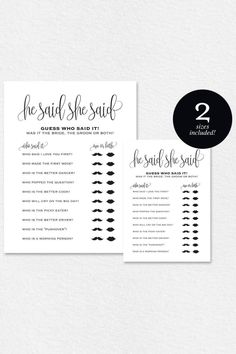 the printable wedding suite is shown on top of a white background