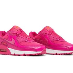 Brand New!!! Still In Box, Hot Pink Leather With Orange And Silk Shoelaces Airmax 90s, Pink Leather, Shoe Laces, Nike Shoes, Nike Women, Hot Pink, Athletic Shoes, Size 6, Valentines